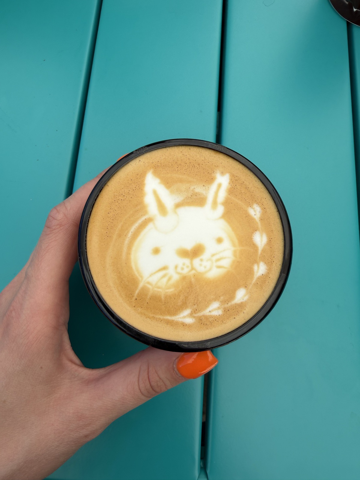A latte with bunny latte art